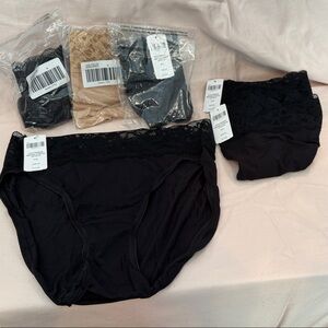 NWT SOMA Black Lace Women's Lace Waist High Leg Briefs Set (6 panties)